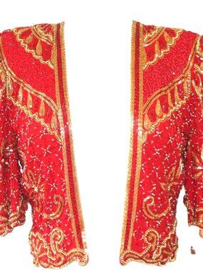 JASDEE Vintage Bolero Jacket Hand Work Beading On Silk Style 2066